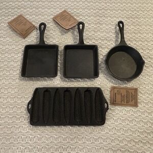 Old Mountain Mini Cast Iron Square Corn Round New With Tags Lot Of 4